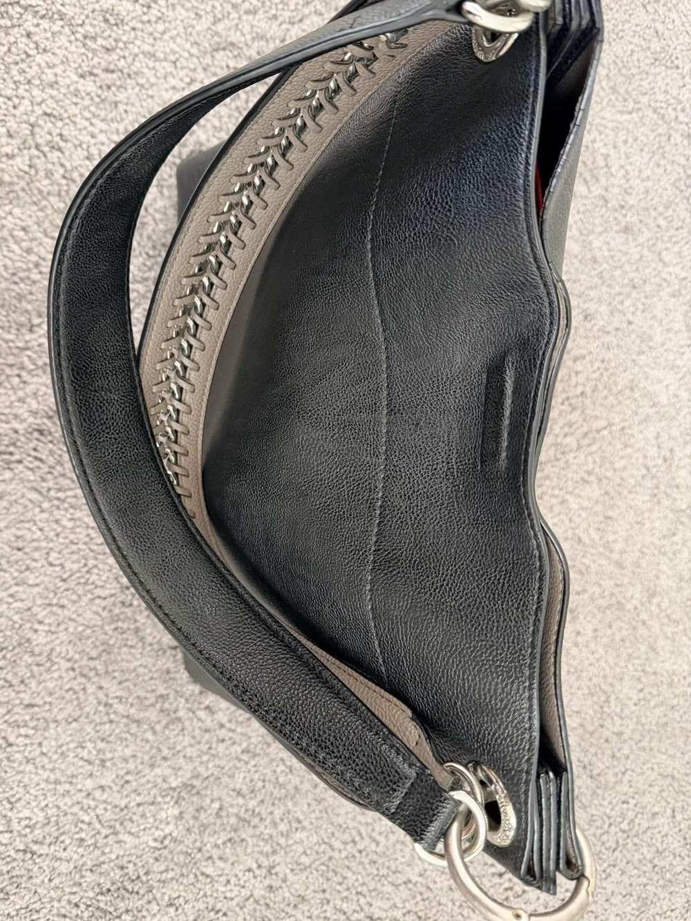 Calvin Klein Gray Leather Tote with Taupe Interior